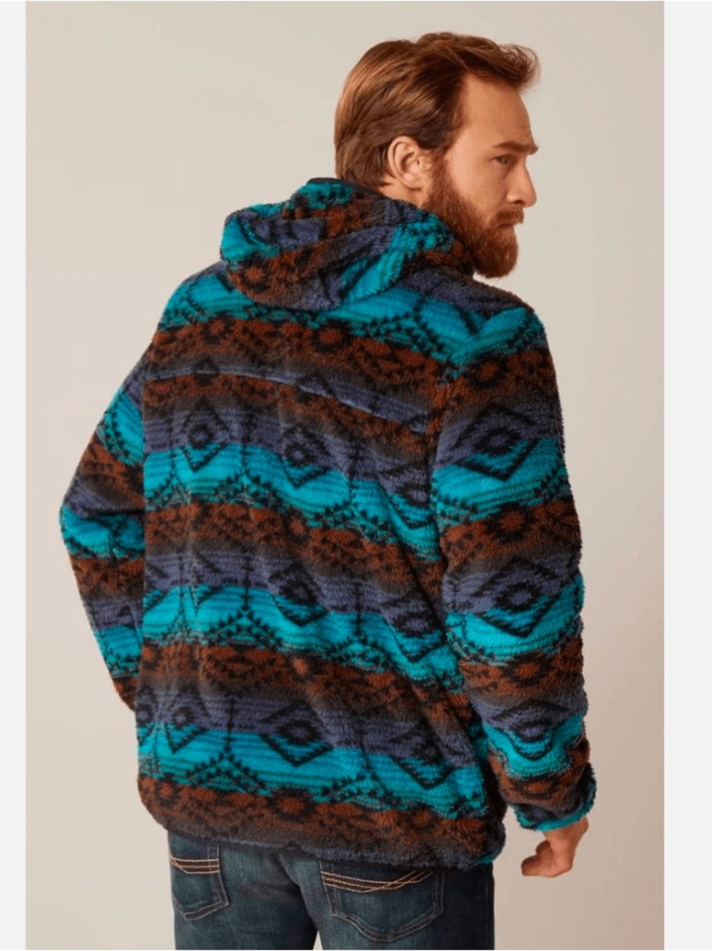 Ariat Polar Bear Fleece Hoodie Enamel Blue Serape Men’s Small